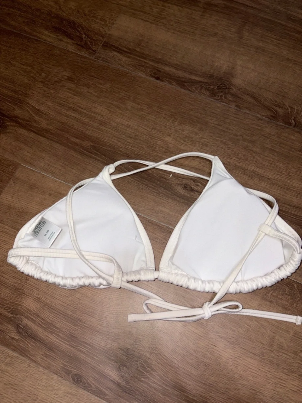 Women’s Ribbed Triangle bikini- White - Picture 2 of 3